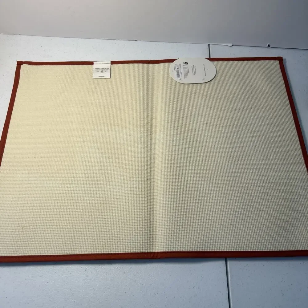 Threshold Bath Rug- “Thankful” Orange, With Cream Letters easy care -17” x 24”